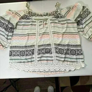 Jolt Cold Shoulder Boho Lace Detail Women Size XXL